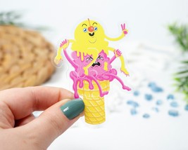 Ice Cream Friends Sticker Clear 2.2x3 Inches - £2.79 GBP