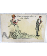 1909 Aurochrome Series Comic Postcard No 71  I am Writing This on the Train - $56.09 MXN