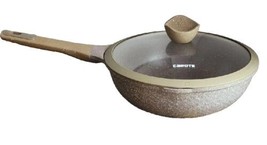 CAROTE Brand ~ 3.7 Quart ~ Saute Pan w/Lid ~ BROWN Granite ~ ALL Stovetops - £44.95 GBP