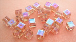 3 4mm Swarovski 5601 Crystal Cubes -- Cantaloupe ABB - £1.11 GBP