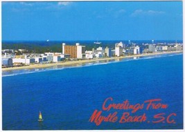 Postcard Myrtle Beach South Carolina Beach &amp; Skyline - £3.89 GBP