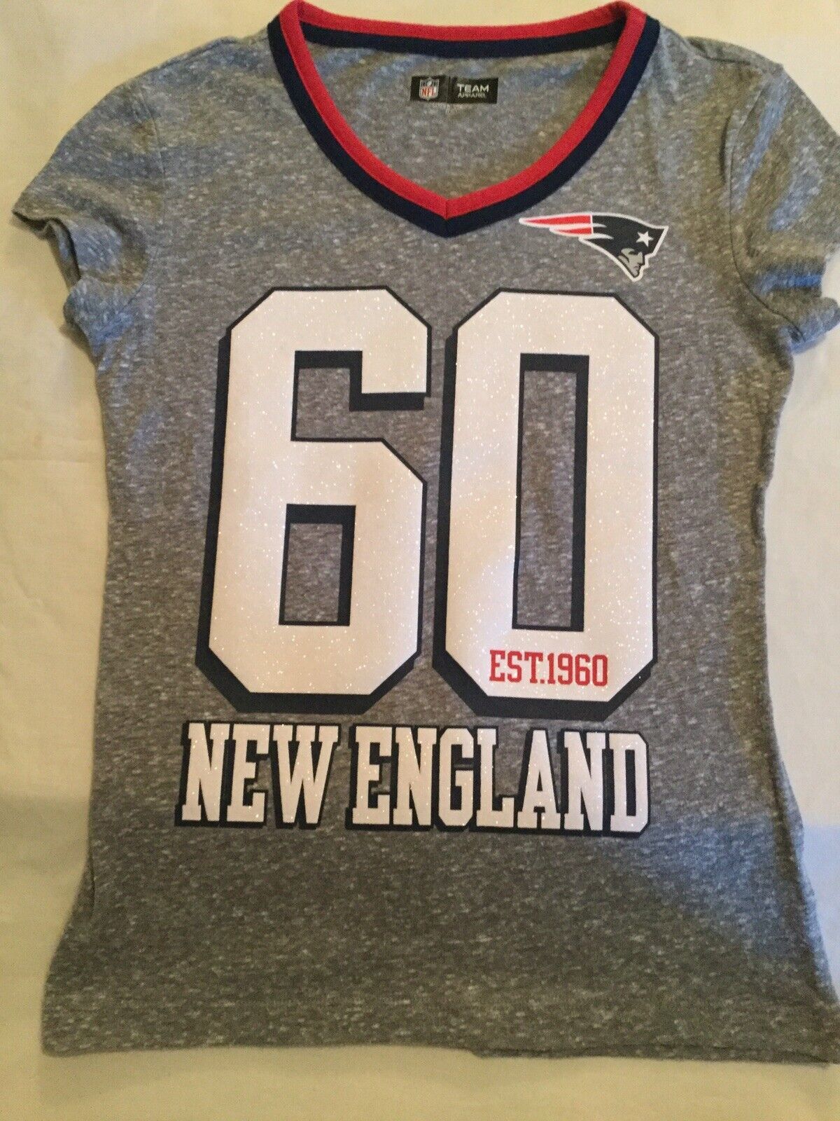 Primary image for NFL Team Apparel Size 8 10 New England Patriots football jersey shirt gray girls