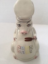 Pig Chef Vtg Piggy Bank Ceramic White Collectible Kitchen - Missing Bott... - £17.25 GBP