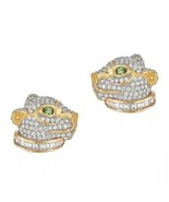 .90Ct MultiShape Simulated Diamond &amp; Emerald Panther Stud Earrings in 92... - £58.69 GBP