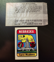 BAXTER LANE CO Nebraska Corn-Huskers VTG Travel Luggage Water Decal Stic... - $29.66