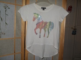 youth t-shirt multi colored tiny rhinestones horse size 14/16 by Signorelli - $21.00