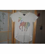 youth t-shirt multi colored tiny rhinestones horse size 14/16 by Signorelli - $21.00