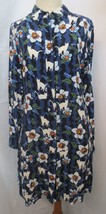 TOPSHOP Dress  Blue Kitten Cat Floral Shirt Dress Sz 10 Pockets - £22.72 GBP