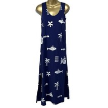 Hilo Hattie Hawaiian Sleeveless Fish Palm Trees Resort Ocean Long Maxi Dress  XS - £22.75 GBP