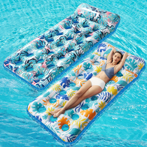 2 Pack Inflatable Pool Float Mat, Giant Pool Floats Adult Size with Head... - $36.85