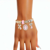 Cable Bangle Pink Kitty Gold Bracelet for Women - $611.66 MXN