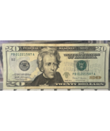 2017 LOW SERIAL PB 01221587 A US $20  CIRCULATED - $38.92