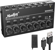 Moukey Audio Mixer Line Mixer, 2021 New Version-Mamx2, Dc 5V, 6-Stereo Ultra, - £38.50 GBP