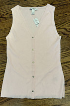 NEW WHBM Outlet Women’s Sleeveless Button Sweater Tank Size L Roccoco Pink NWT - £39.03 GBP