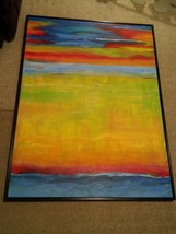 043 Original Artwork &quot;Field Of Dreams&quot; 49x37 Framed Cary Sober Abstract Funky - £717.75 GBP