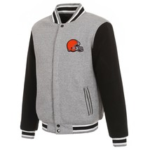 NFL Cleveland Browns  Reversible Full Snap Fleece Jacket JH Design 2 Front Logos - £95.91 GBP