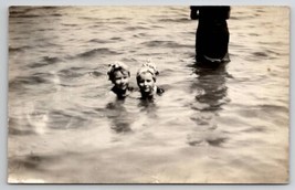 RPPC Darling Little Swimmers Edwardian Children In Ocean c1910  Postcard Q25 - £7.83 GBP