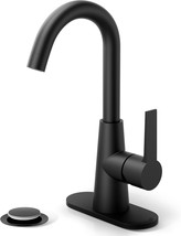 Phiestina Single Hole Matte Black Single-Handle 4 Inch Bathroom Sink Fau... - $41.92