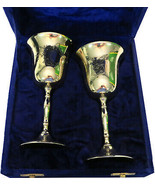 Vintage SLT E.P.N.S Floral Etched Decor Wine Goblets - $15.86