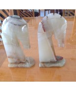 VTG Mid-Century Modern Marble Horse Head Book End Set of 2 Pair Equester... - £70.17 GBP