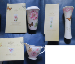 Lenox Butterfly Meadow Thermo Cup / Floral Vase / Creamer Pick 1 - $55.99