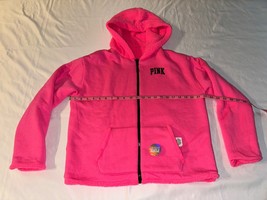 Victorias Secret PINK Reversible Sherpa Hoodie Jacket Full Zip Pink Neon NEW M - £51.44 GBP