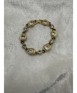 Vintage Crystal Bracelet Chunky Rhinestone Tennis Sparkling Gold Tone - $168.53 MXN