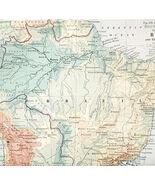 1916 Map South America Political Physical Brazil Amazon River Basin DWSS8 - $41.81 CAD