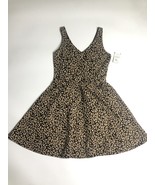 Dee Elle Leopard Print Fit &amp; Flare Dress Size M Black Tan NWT Shimmer sp... - £29.10 GBP