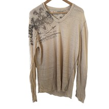 Y2K Guess Womens Shirt Medium Beige Long Sleeve 100% Linen Skulls Grunge... - $560.03 MXN