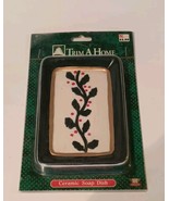 Vintage Kmart Trim A Home Ceramic Soap Dish Christmas Design Holly Berri... - $290.80 MXN