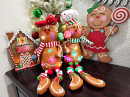 Christmas Gingerbread Couple Boy Girl LIGHT UP Doll Shelf Sitter Mantel Decor - $64.99