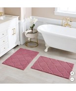 Charisma Bath Rugs Dark Pink 2-Pack Trellis Drylon Microfiber Nonskid Re... - $90.16 CAD