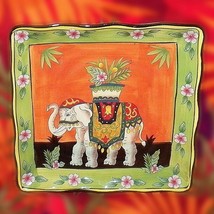 West Indies China Colonial Raj Elephant Pattern 9 in Square Luncheon Salad Plate - £26.15 GBP