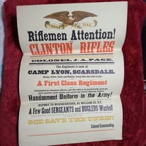 Clinton Rifles Civil War Recruitment Poster Vintage 1970s Reproduction 20x14 - £9.90 GBP