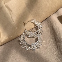 Trendy Irregular Crystal Circle Hoop Earrings For Woman Korean Fashion Statement - £10.49 GBP