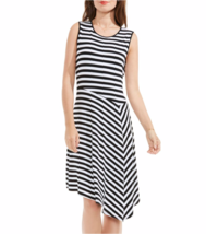 New Vince Camuto Black White Stripes Career Fit And Flare Dress Size L Size Xl - £51.61 GBP