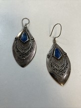 Blue Lapis 925 Sterling Silver 2” Boho Ethnic Earrings - $888.71 MXN