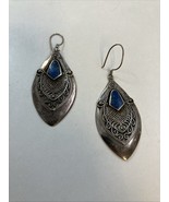 Blue Lapis 925 Sterling Silver 2” Boho Ethnic Earrings - $872.27 MXN
