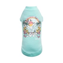 GF PET Graphic Tee in Aqua - Vintage Sporty Prints for Stylish Dogs - £26.61 GBP