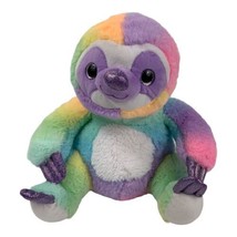 Fiesta Rainbow Sherbet Sloth Plush 11&quot; Soft Stuffed Animal Sparkle Paws Nose - £19.71 GBP