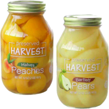 Preserved Harvest Peach Halves &amp; Bartlett Pear Halves, Variety 2-Pack Quart Jars - £29.24 GBP