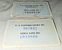 E. Leitz 2 Official U.S.Customs Entry Certificate for Leica Camera Lens NEW YORK - $5.94