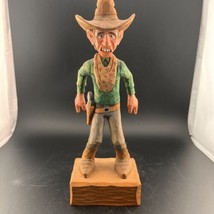 Vintage Folk Art Hand Carved Cowboy Gunslinger - $46.75