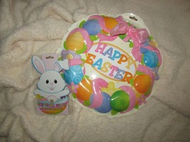 EASTER plastic wreath w/HAPPY EASTER in middle &amp; shrink wrap egg deco(Easter bx) - £3.11 GBP