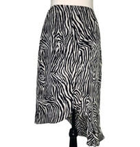  Women&#39;s Nygard Collection Black White 100% Silk Hi Low Skirt Size 12 - $21.88