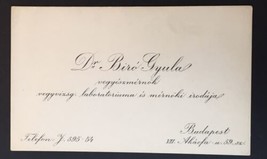 Vintage Chemical Engineer Business Card Budapest Hungary Dr. Biró Gyula - £9.47 GBP