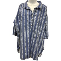 Vintage Jaylan Mens Blue Stripe Floral Oversized Button Shirt Size 50 Ha... - $514.83 MXN