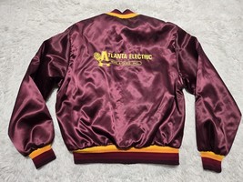 Vintage Swinger Satin Button Snap L Jacket ATLANTA ELECTRIC Red/Maroon Y... - $37.09