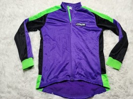 Women&#39;s Pearl Izumi Technical Wear Cycling Jersey XL Purple Neon Colorblock VTG - £17.89 GBP